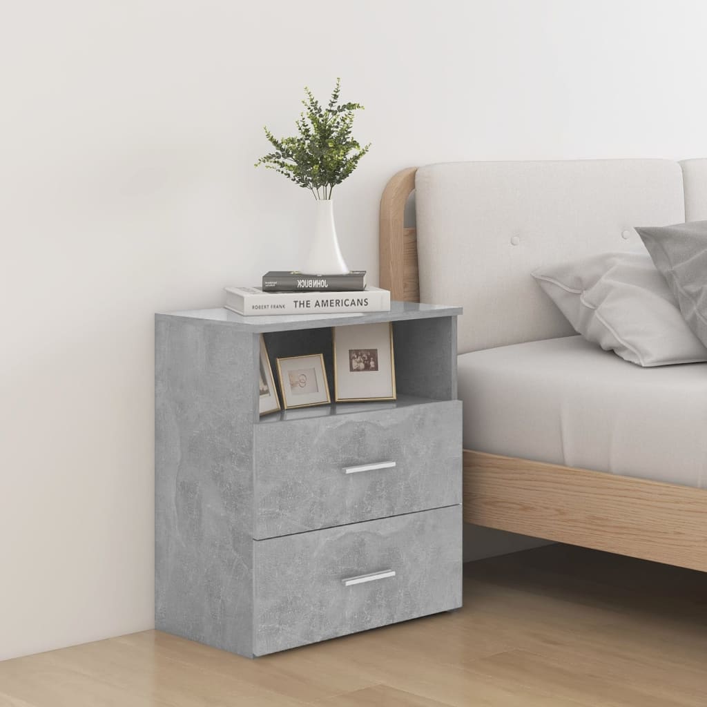 vidaXL Table de chevet gris béton 50x32x60 cm