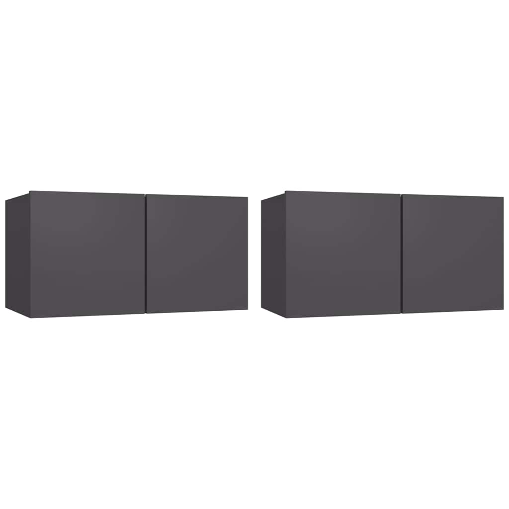 vidaXL Meubles TV suspendus 2 pcs Gris 60x30x30 cm
