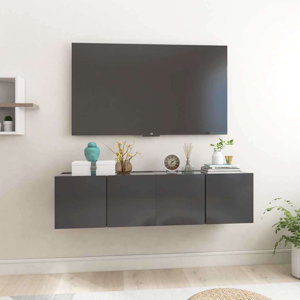 vidaXL Meubles TV suspendus 2 pcs Gris 60x30x30 cm
