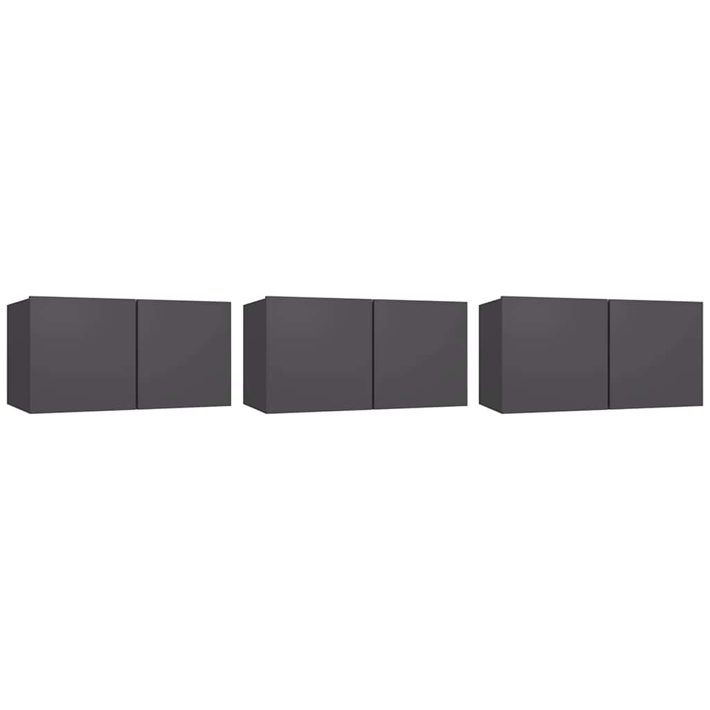 vidaXL Meubles TV muraux 3 pcs Gris 60x30x30 cm