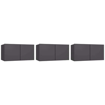 vidaXL Meubles TV muraux 3 pcs Gris 60x30x30 cm