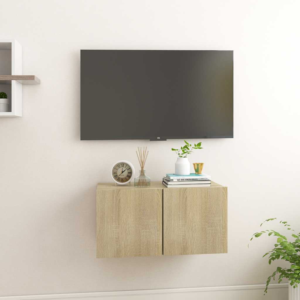 vidaXL Meuble TV mural chêne Sonoma 60x30x30 cm
