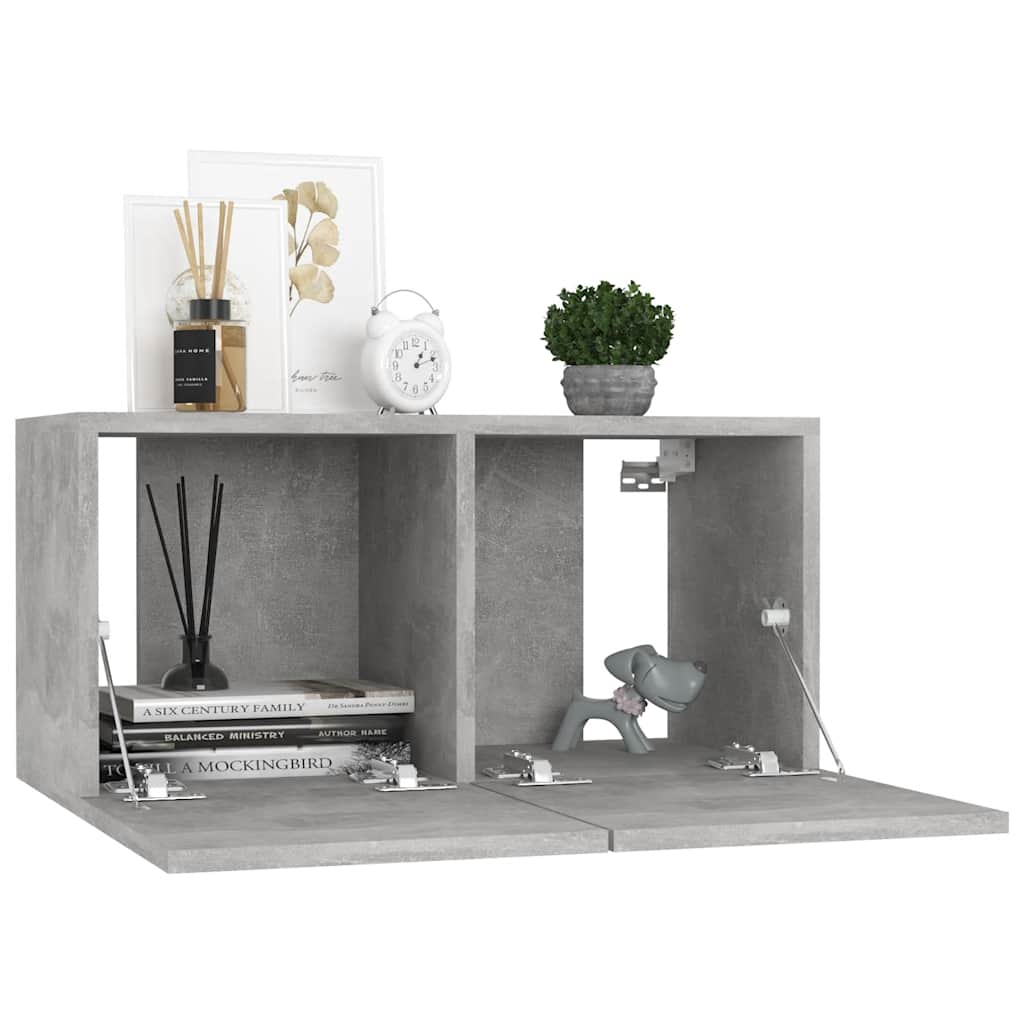 vidaXL Meuble TV suspendu gris béton 60x30x30 cm