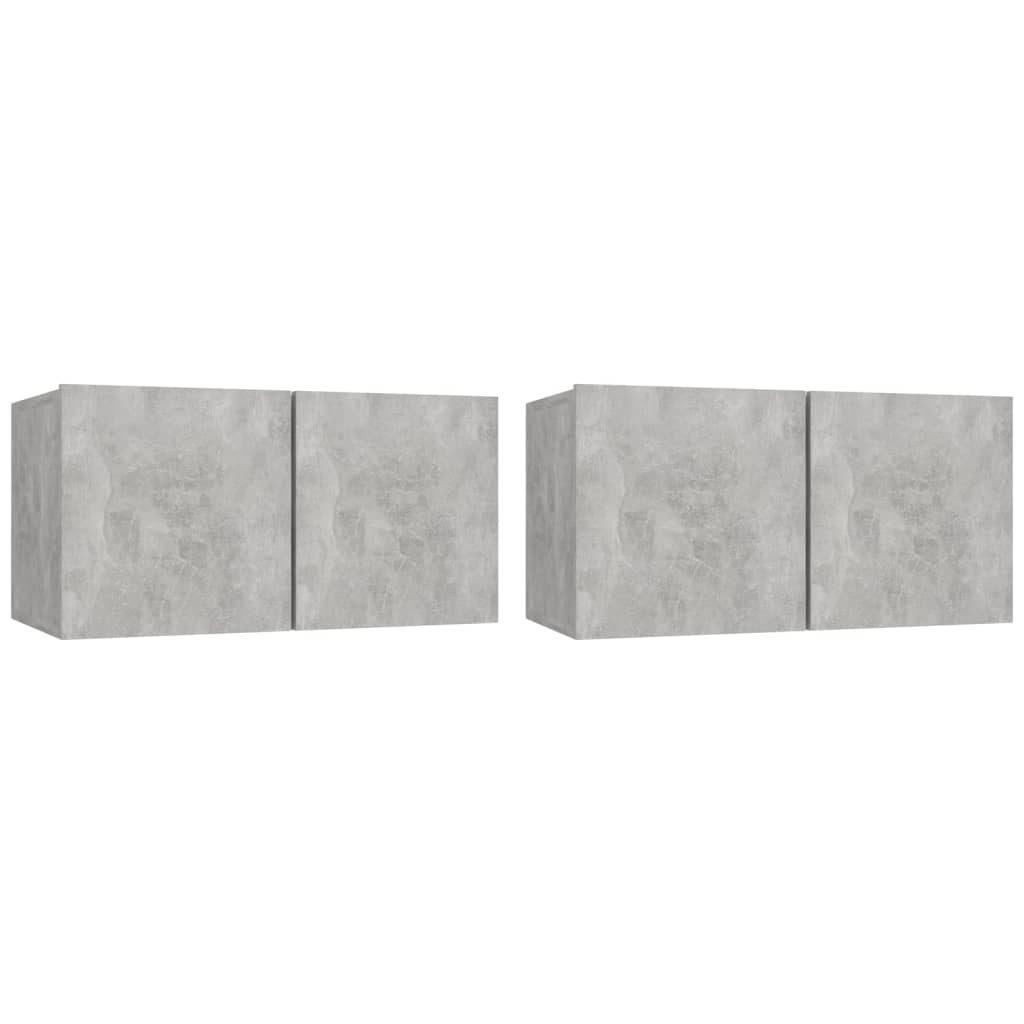 vidaXL Meubles TV muraux 2 pcs Gris béton 60x30x30 cm