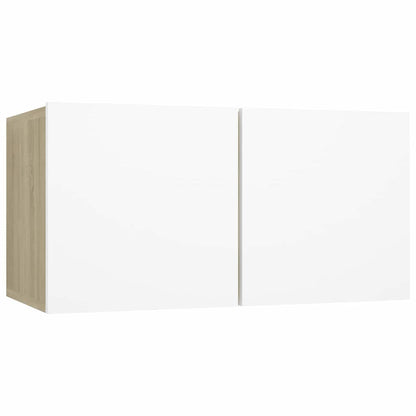 vidaXL Meuble TV mural Blanc et chêne Sonoma 60x30x30 cm