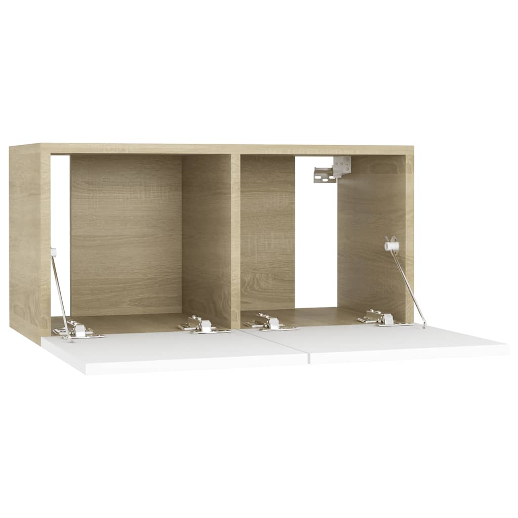 vidaXL Meuble TV mural Blanc et chêne Sonoma 60x30x30 cm