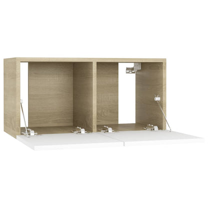 vidaXL Meuble TV mural Blanc et chêne Sonoma 60x30x30 cm