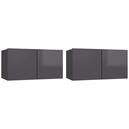 vidaXL Meubles TV suspendus 2 pcs gris brillant 60x30x30 cm