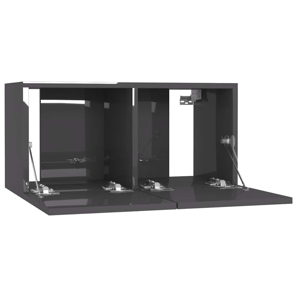 vidaXL Meubles TV suspendus 2 pcs gris brillant 60x30x30 cm