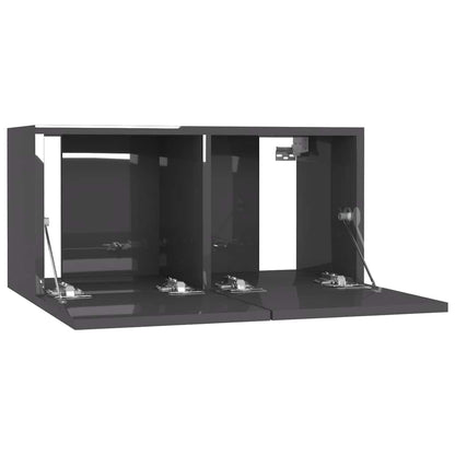 vidaXL Meubles TV suspendus 2 pcs gris brillant 60x30x30 cm