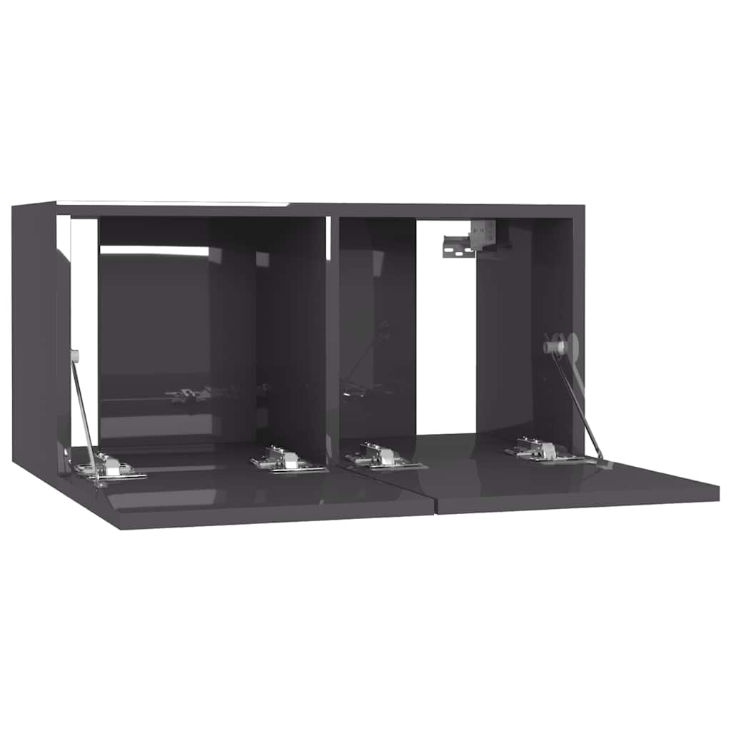 vidaXL Meubles TV muraux 3 pcs Gris brillant 60x30x30 cm