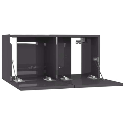 vidaXL Meubles TV muraux 3 pcs Gris brillant 60x30x30 cm
