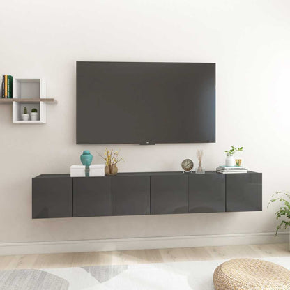 vidaXL Meubles TV muraux 3 pcs Gris brillant 60x30x30 cm