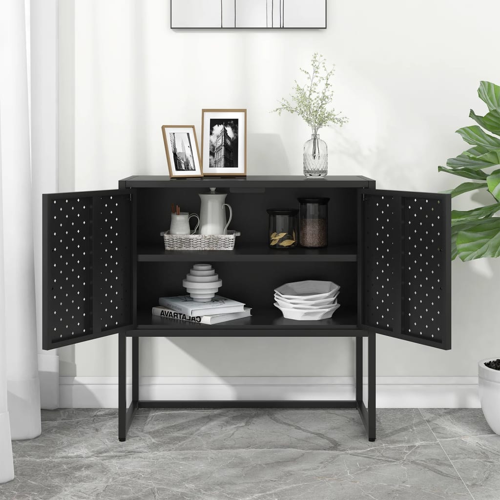 vidaXL Commode de salon Noir 75x35x75 cm Acier