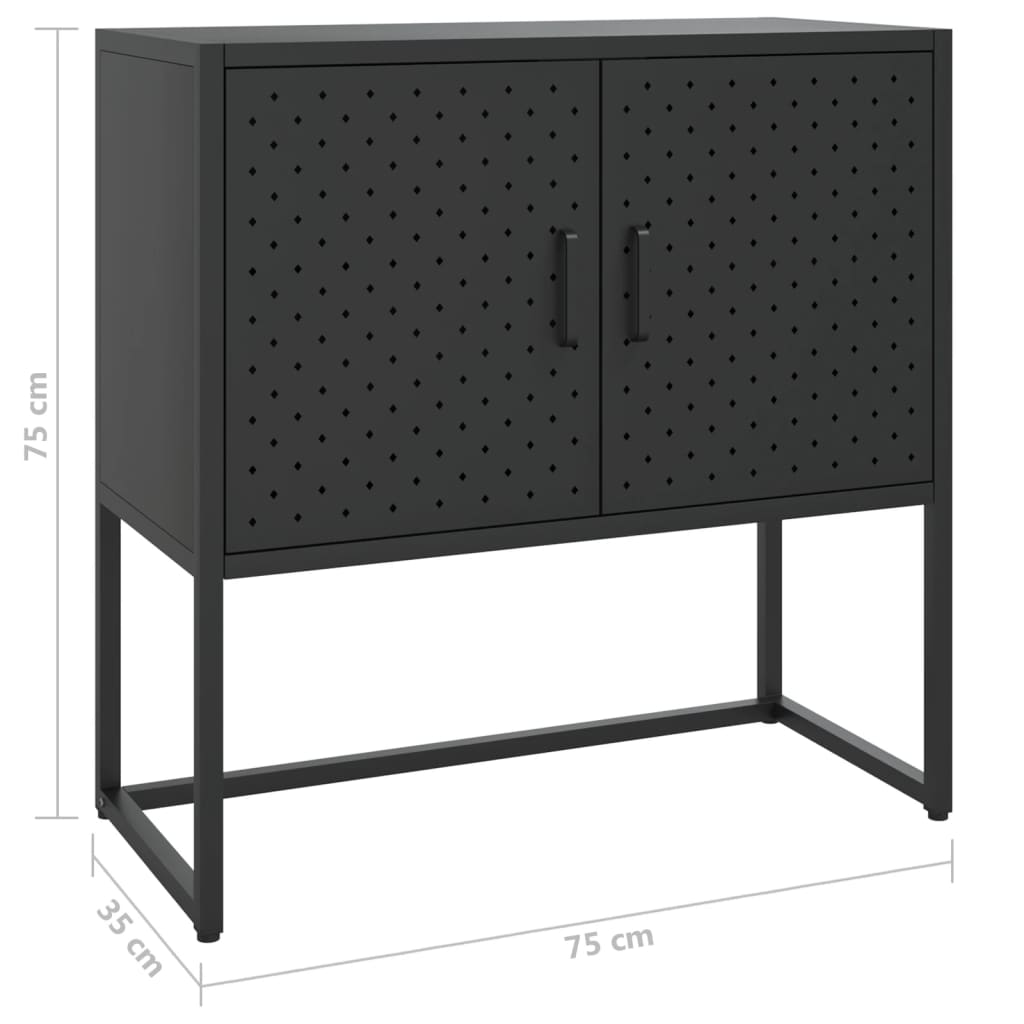 vidaXL Commode de salon Noir 75x35x75 cm Acier