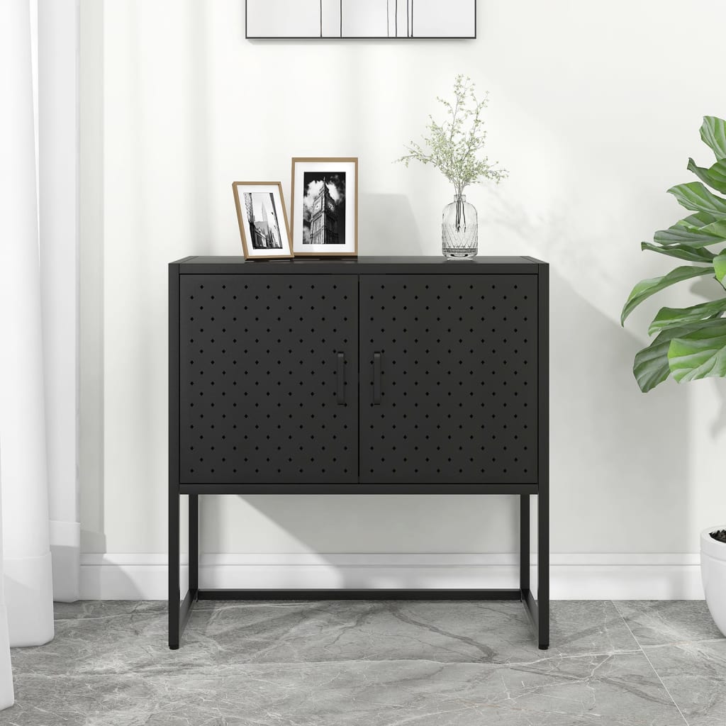 vidaXL Commode de salon Noir 75x35x75 cm Acier