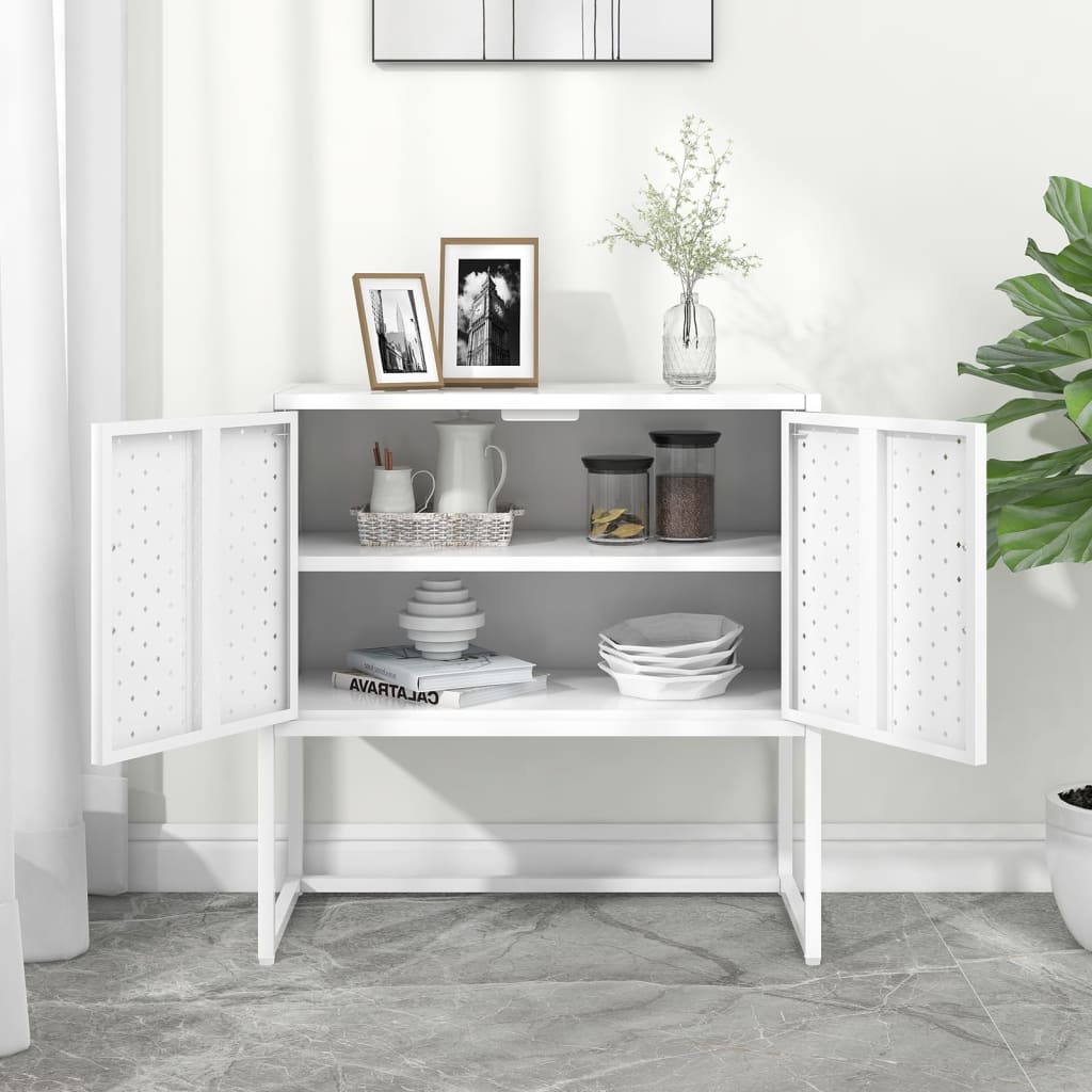 vidaXL Buffet blanc 75x35x75 cm acier
