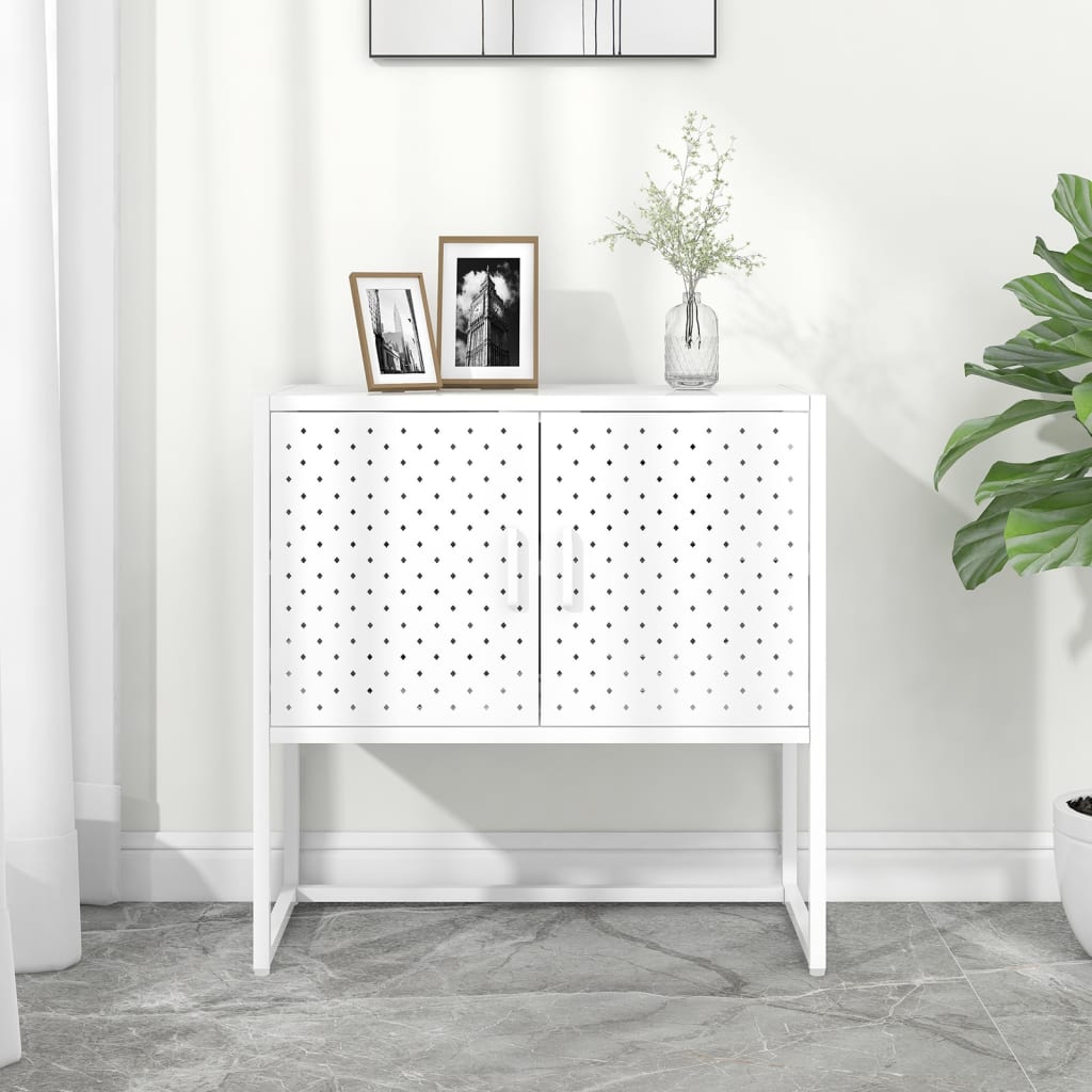 vidaXL Buffet blanc 75x35x75 cm acier