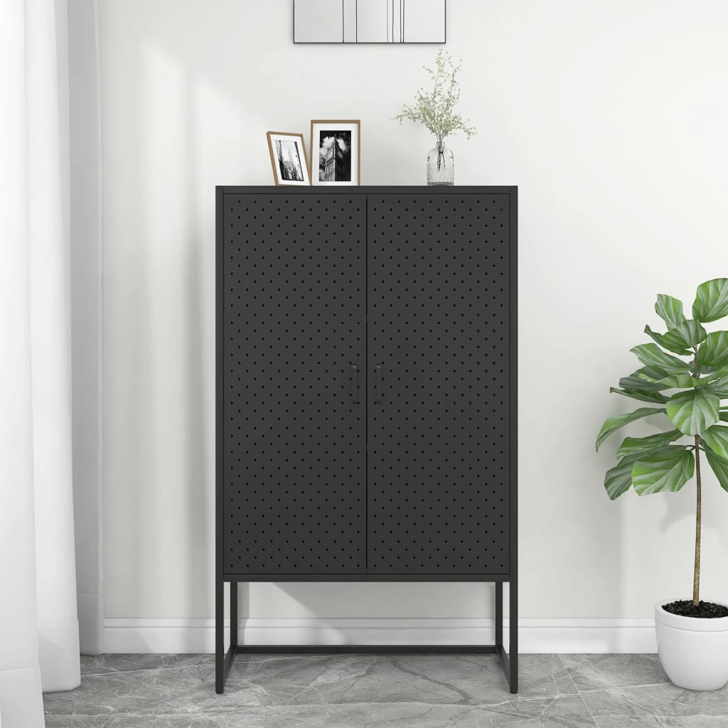 vidaXL Highboard Schwarz 80x35x135 cm Stahl