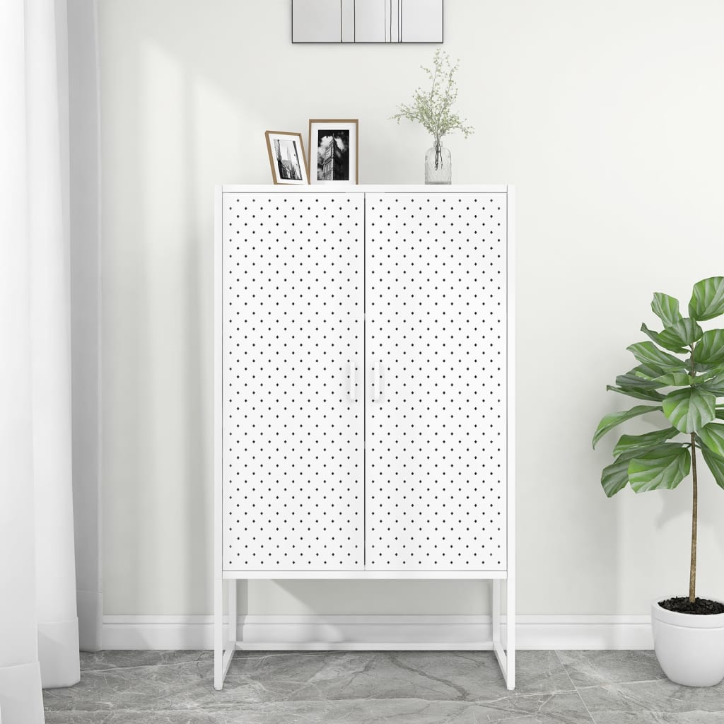 vidaXL Highboard Weiß 80x35x135 cm Stahl