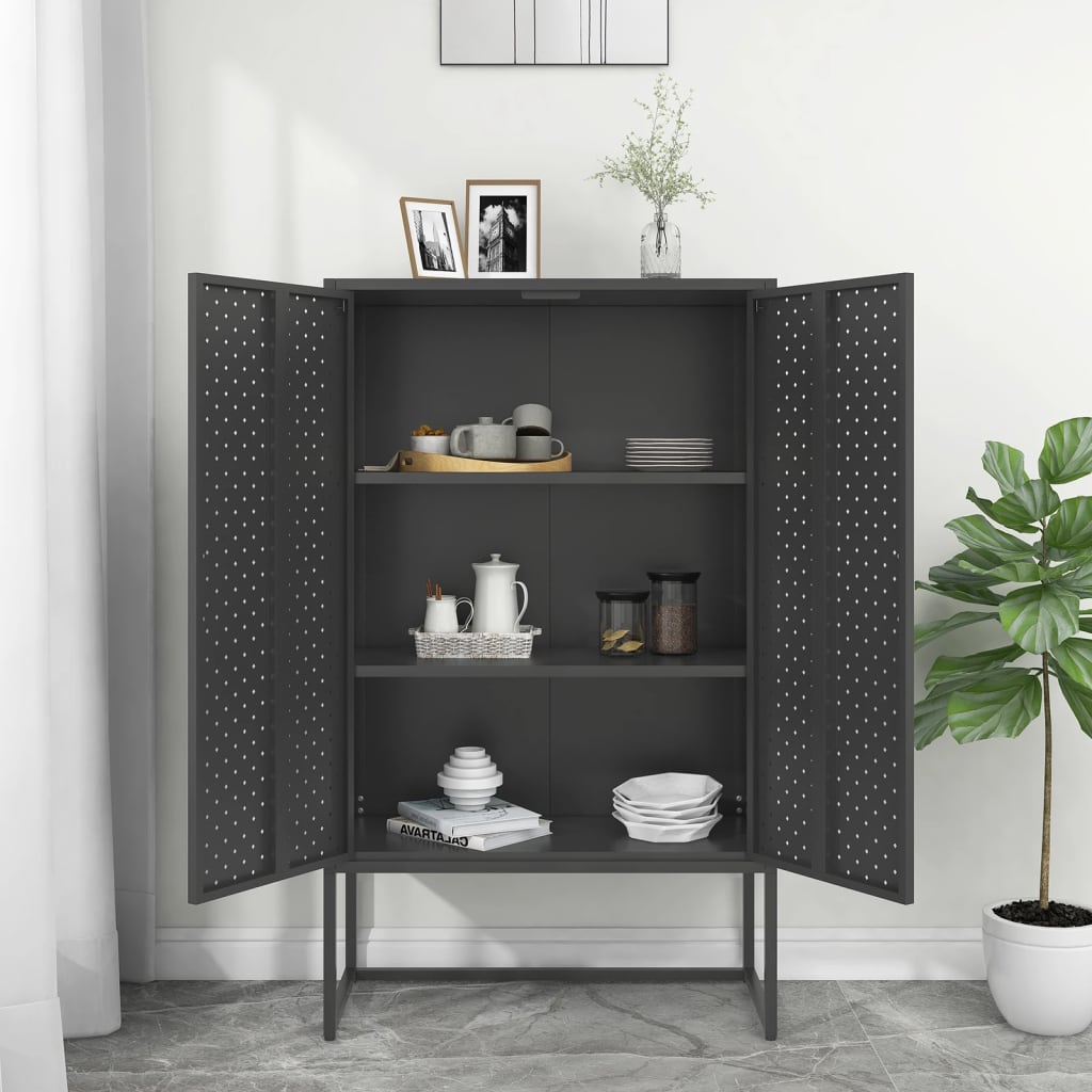 vidaXL Highboard Anthrazit 80x35x135 cm Stahl