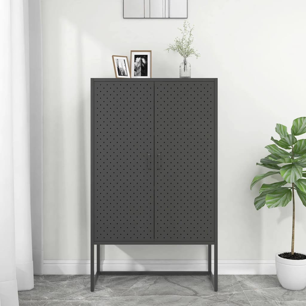 vidaXL Highboard Anthrazit 80x35x135 cm Stahl