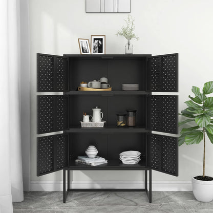 vidaXL Highboard Schwarz 80x35x135 cm Stahl