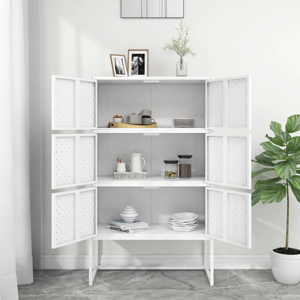 vidaXL Bahut blanc 80x35x135 cm acier