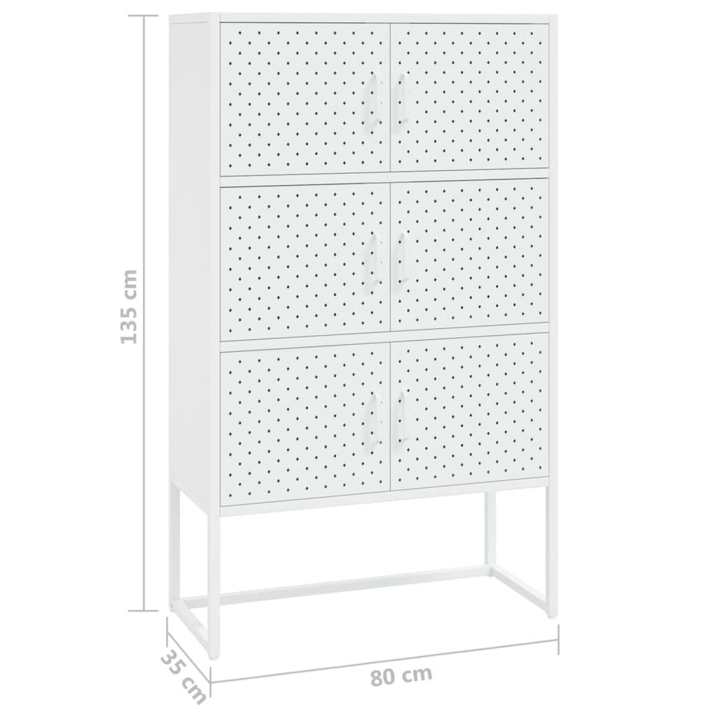 vidaXL Bahut blanc 80x35x135 cm acier
