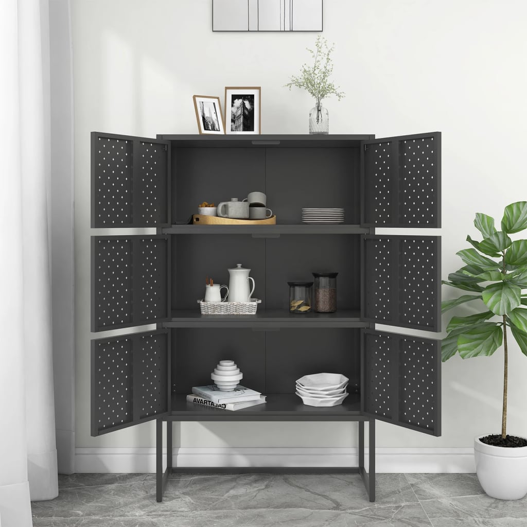 vidaXL Highboard Anthrazit 80x35x135 cm Stahl