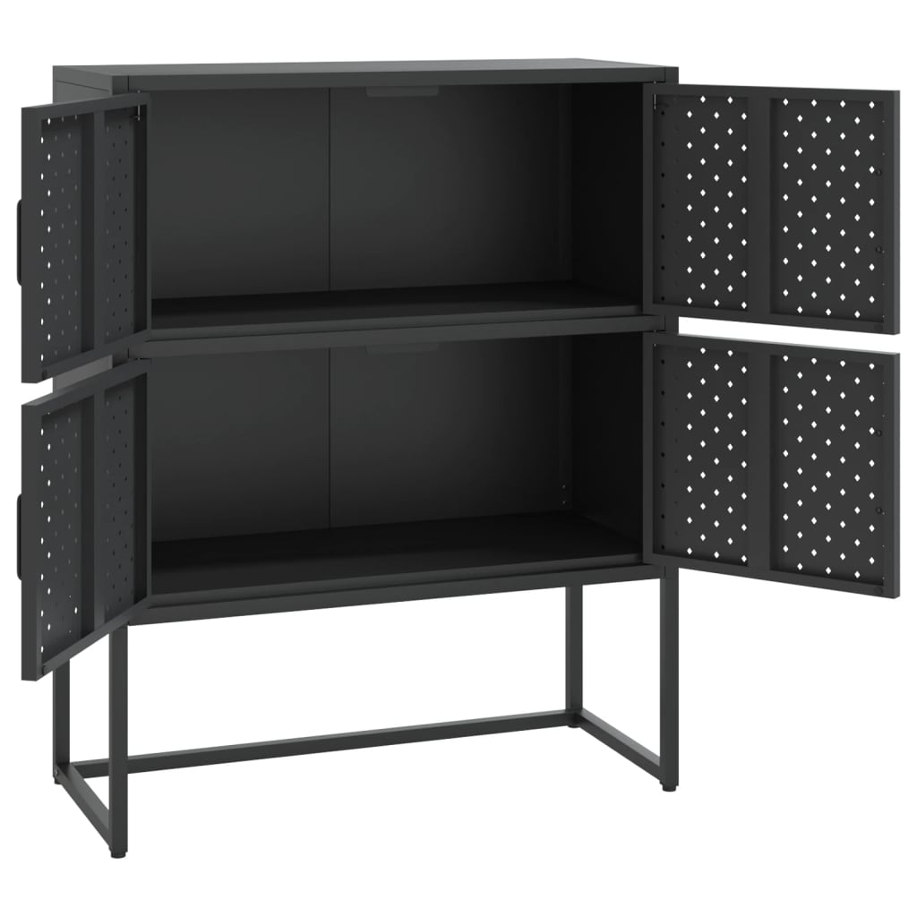 vidaXL Highboard Schwarz 80x35x100 cm Stahl