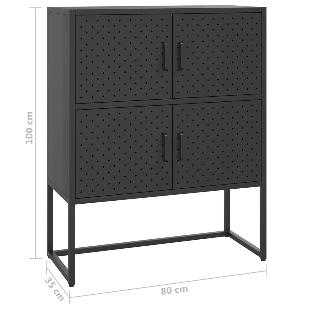 vidaXL Highboard Schwarz 80x35x100 cm Stahl