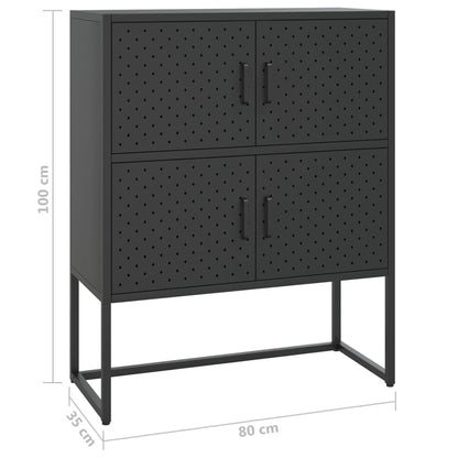 vidaXL Highboard Schwarz 80x35x100 cm Stahl
