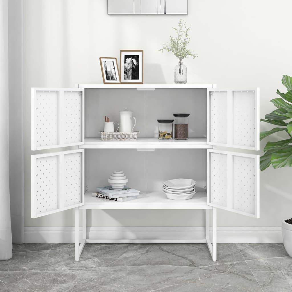 vidaXL Buffet haut blanc 80x35x100 cm acier