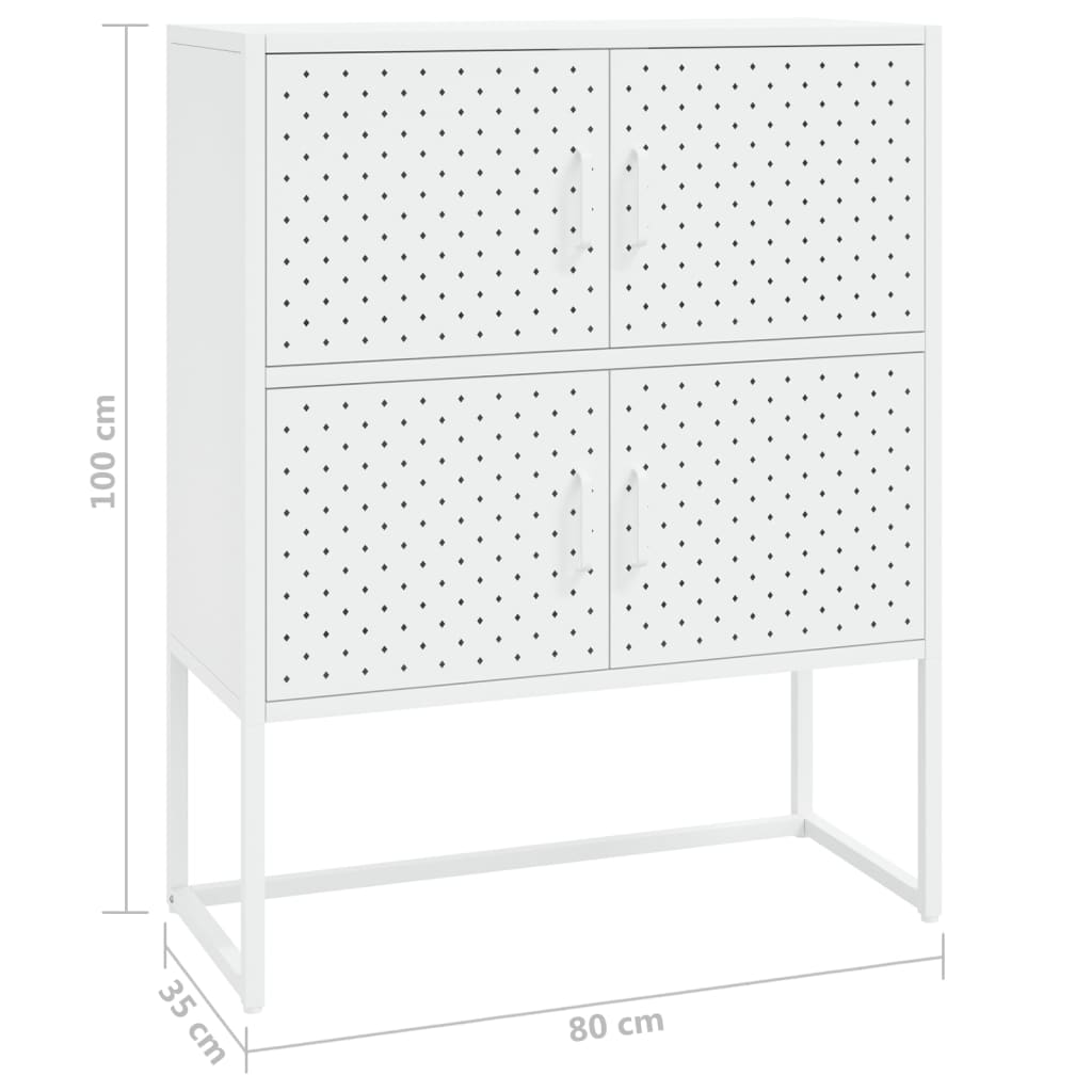 vidaXL Buffet haut blanc 80x35x100 cm acier