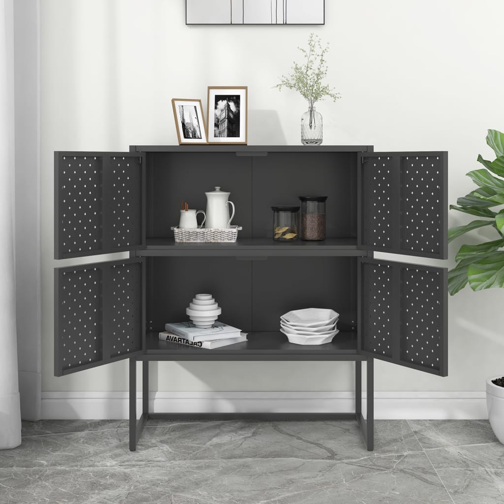vidaXL Highboard Anthrazit 80x35x100 cm Stahl