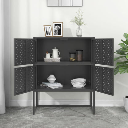 vidaXL Highboard Anthrazit 80x35x100 cm Stahl