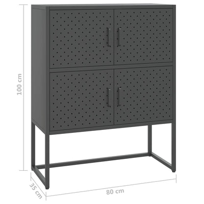 vidaXL Highboard Anthrazit 80x35x100 cm Stahl