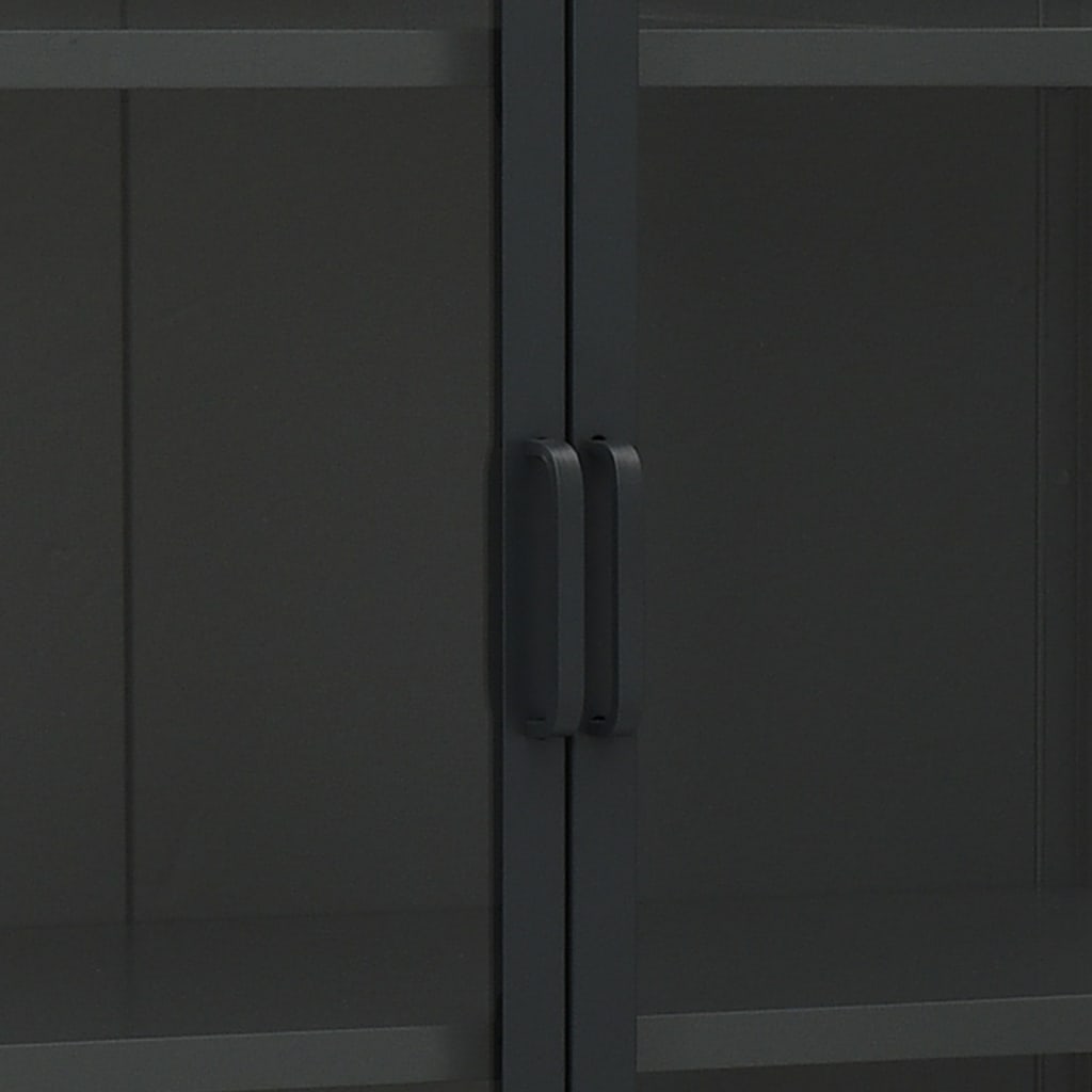 vidaXL Highboard Schwarz 80x35x135 cm Stahl und Gehärtetes Glas