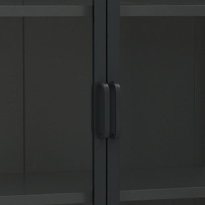 vidaXL Highboard Schwarz 80x35x135 cm Stahl und Gehärtetes Glas
