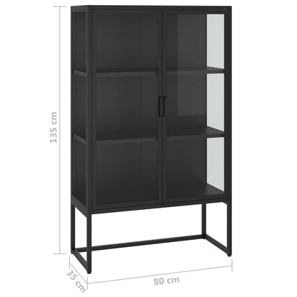 vidaXL Highboard Schwarz 80x35x135 cm Stahl und Gehärtetes Glas