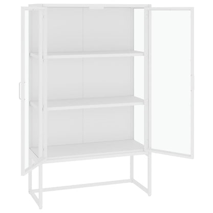 vidaXL Highboard Weiß 80x35x135 cm Stahl und Gehärtetes Glas