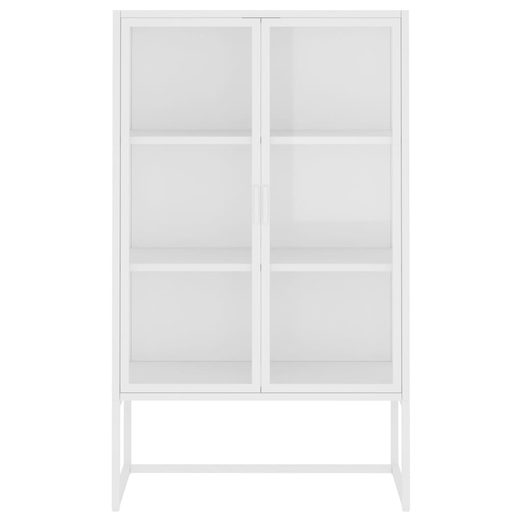vidaXL Highboard Weiß 80x35x135 cm Stahl und Gehärtetes Glas