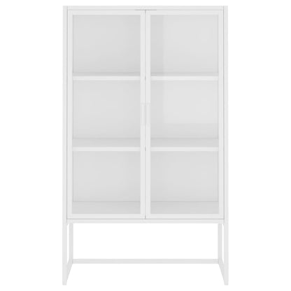 vidaXL Highboard Weiß 80x35x135 cm Stahl und Gehärtetes Glas