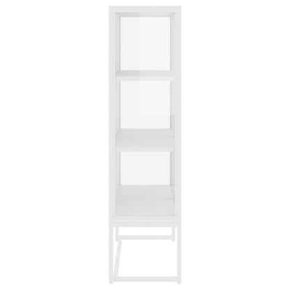 vidaXL Highboard Weiß 80x35x135 cm Stahl und Gehärtetes Glas