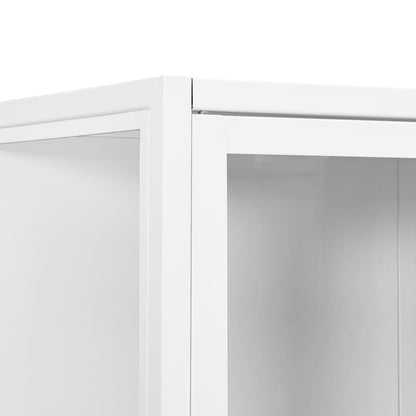 vidaXL Highboard Weiß 80x35x135 cm Stahl und Gehärtetes Glas