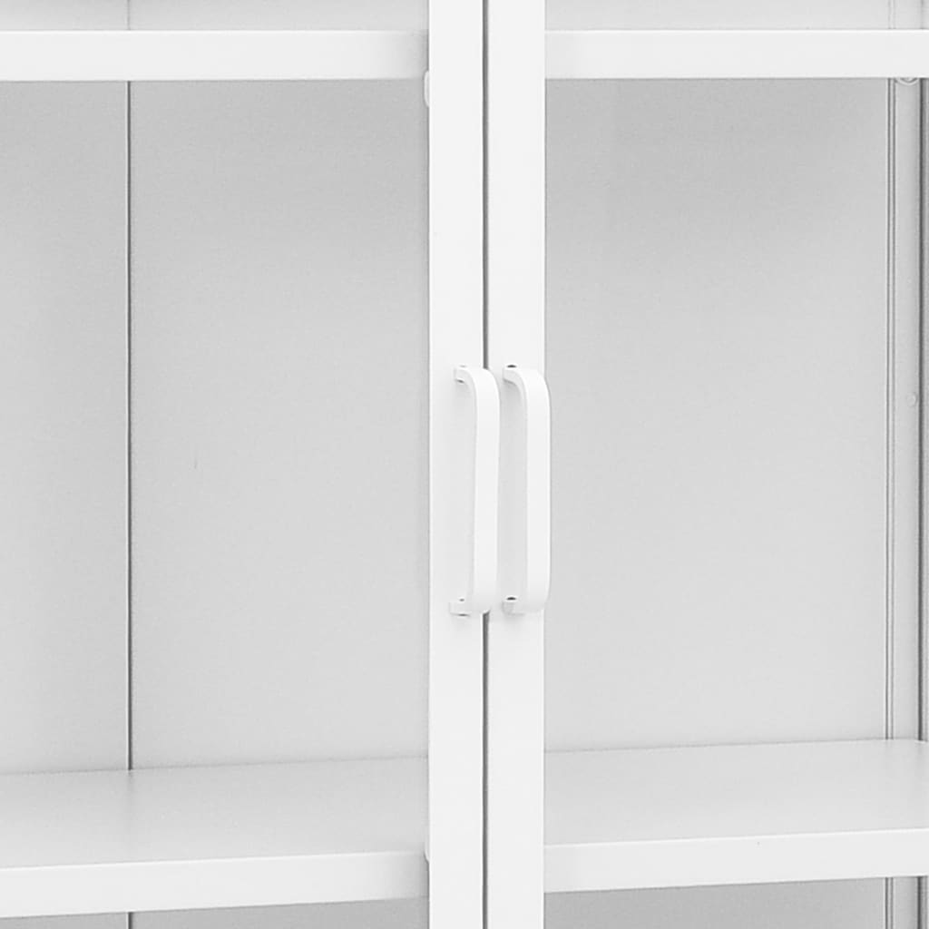 vidaXL Highboard Weiß 80x35x135 cm Stahl und Gehärtetes Glas