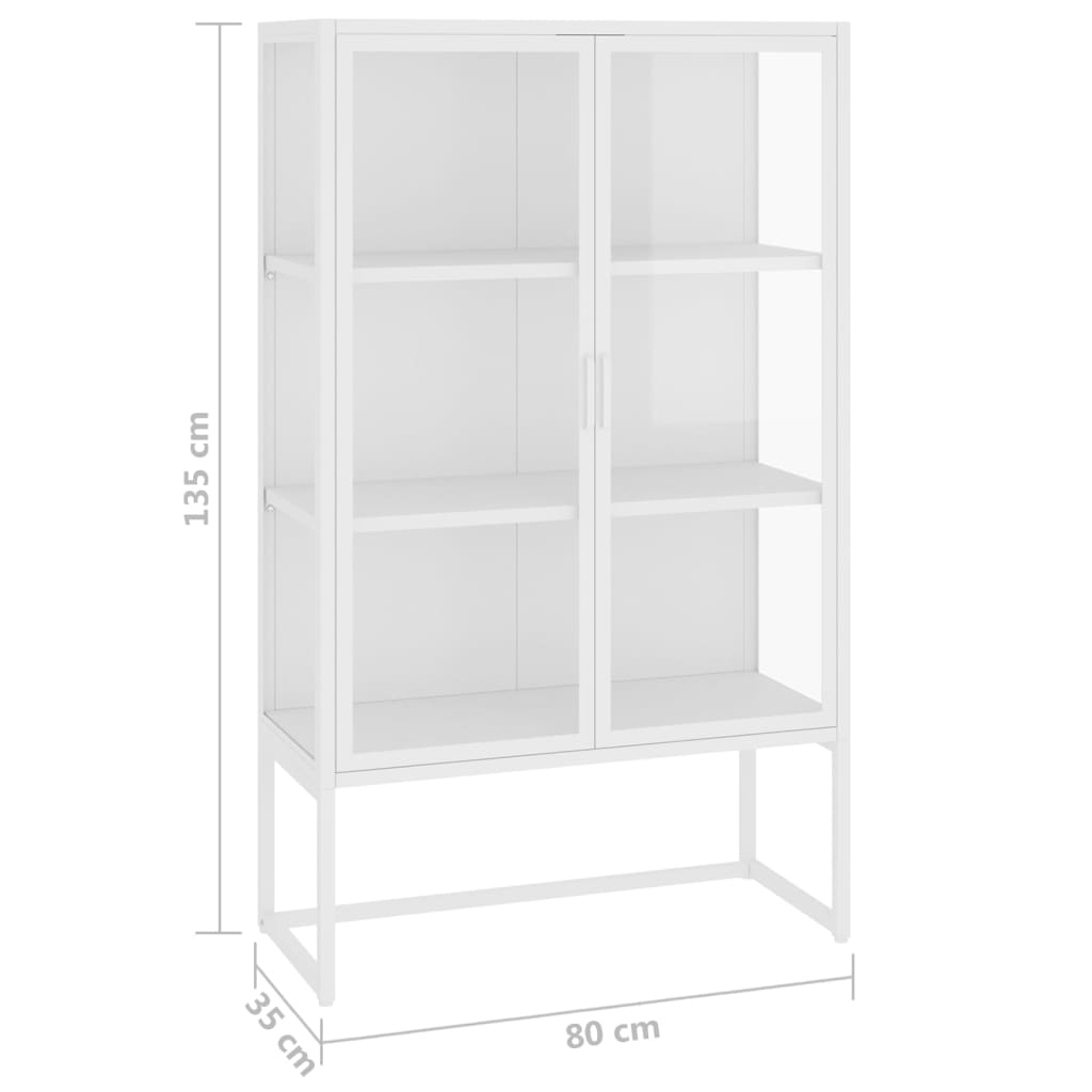 vidaXL Highboard Weiß 80x35x135 cm Stahl und Gehärtetes Glas