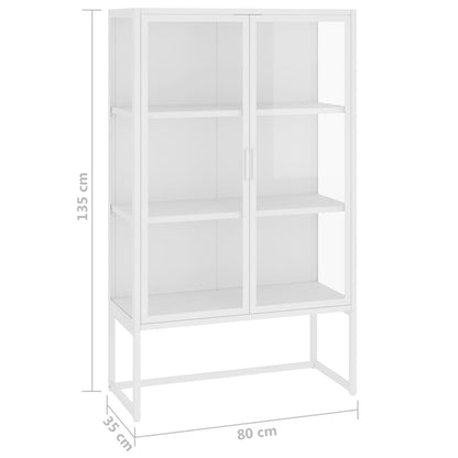 vidaXL Highboard Weiß 80x35x135 cm Stahl und Gehärtetes Glas