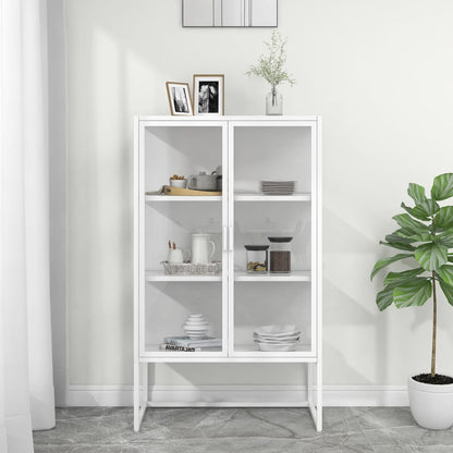 vidaXL Highboard Weiß 80x35x135 cm Stahl und Gehärtetes Glas